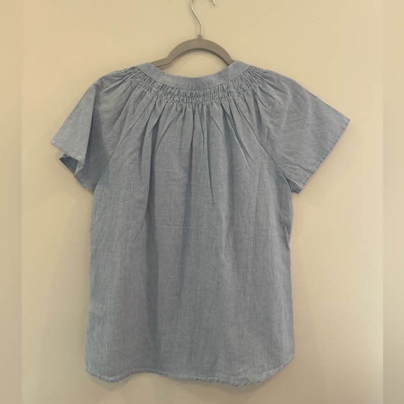 NWT New Direction Blue and White Striped Short Sleeve Shirt - Picture 4 of 7